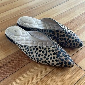Birdies Leopard Print Pointed-Toe Mules in Tan and Black